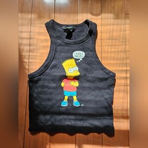 Women's Black Graphic Tank Top with Bart Simpson Print